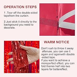 2 Pack 3.2 ft x 9.8 ft bling Red Tinsel Curtain
