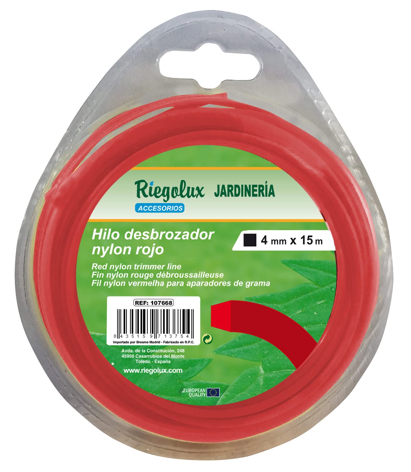 Riegolux 107668 Nylon Square Brushcutter Thread, Yellow, 4 mm x 15 m