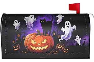 Aytipun Halloween Spooky Ghost Pumpkin Mailbox Covers Magnetic Standard Size Black Cat Mailbox Wraps Holiday Themed Outdoor Decorative Letter Box Cases for Home Garden Outside Decor, 21x18 Inch