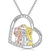 VONALA Sister Necklace 925 Sterling Silver Heart Pendant Friendship Infinity Jewelry Birthday Gifts for Women Friends Daughter
