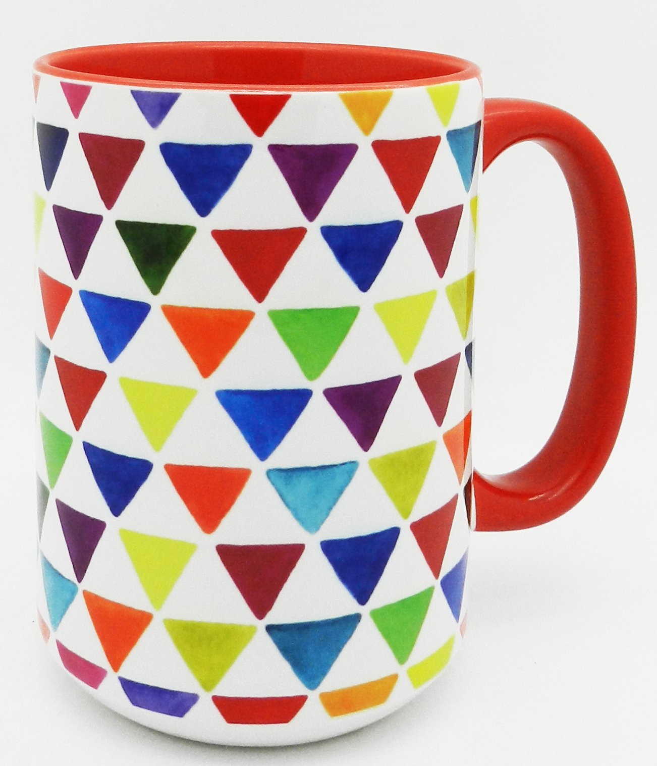 Half a Donkey The Colourful Pennants Mug - Large Ceramic Mug with Red Inner and Handle 450ml (15.8oz)