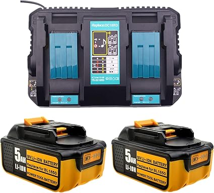 Rechange 4a 2 Compartiments Chargeur Rapide Avec Batterie 2 X 5 0 Ah 18 V Pour