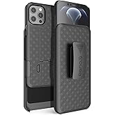Aduro Combo Case & Holster for iPhone 12 Pro Max, Slim Shell & Swivel Belt Clip Holster, with Built-in Kickstand for Apple iPhone