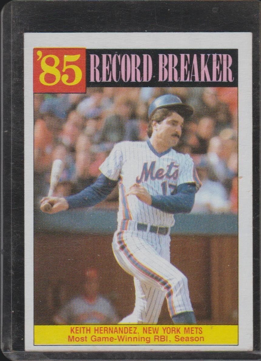 1986 Topps Keith Hernandez Mets Record Breaker Baseball Card 203 at