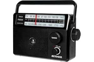 Retekess TR633 AM FM Radios with Best Reception, Portable Radio Plug in Wall, External Antenna Jack, Battery Operated Radio by 4 AA Batteries Or AC Power for Senior, Home