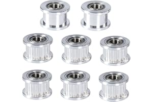 DODOBEI 8-Pack OD15mm 20T GT2 Idler Pulleys Kit Timing Belt Wheel 20 Teeth 5mm Bore 2GT Pulley Compatible with VzBoT 3D Printer CNC Machine Parts for 6mm Width Belt (5mm, 2pcs Smooth+6pcs Toothed)