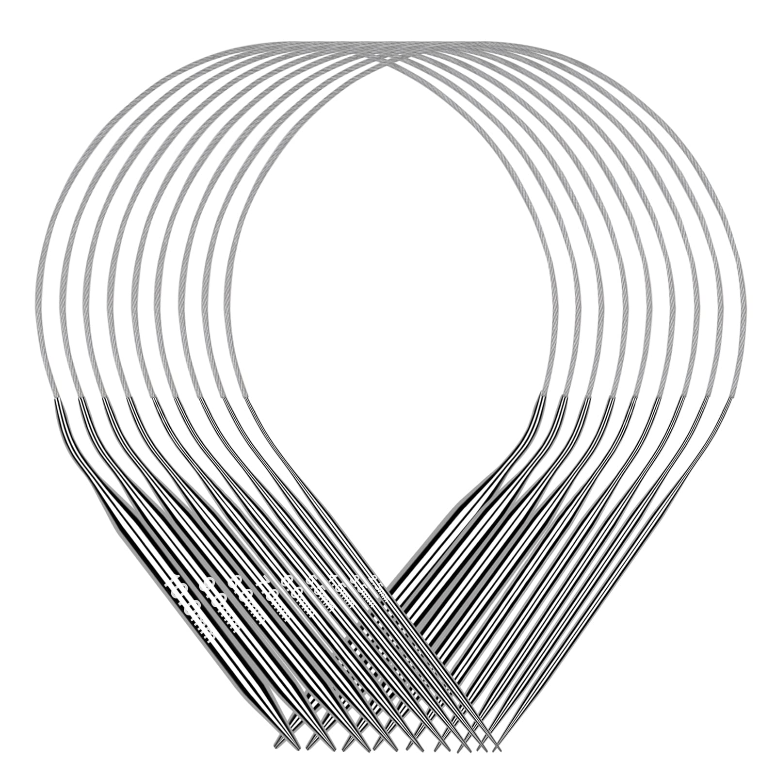 Coopay Circular Knitting Neeldes 40cm Long, 9 PCS Lightweight Metal Circular Needles Set, Circular Needles with Size Coding for Beginners, Flexible Circular Needles for Knitting Small Projects