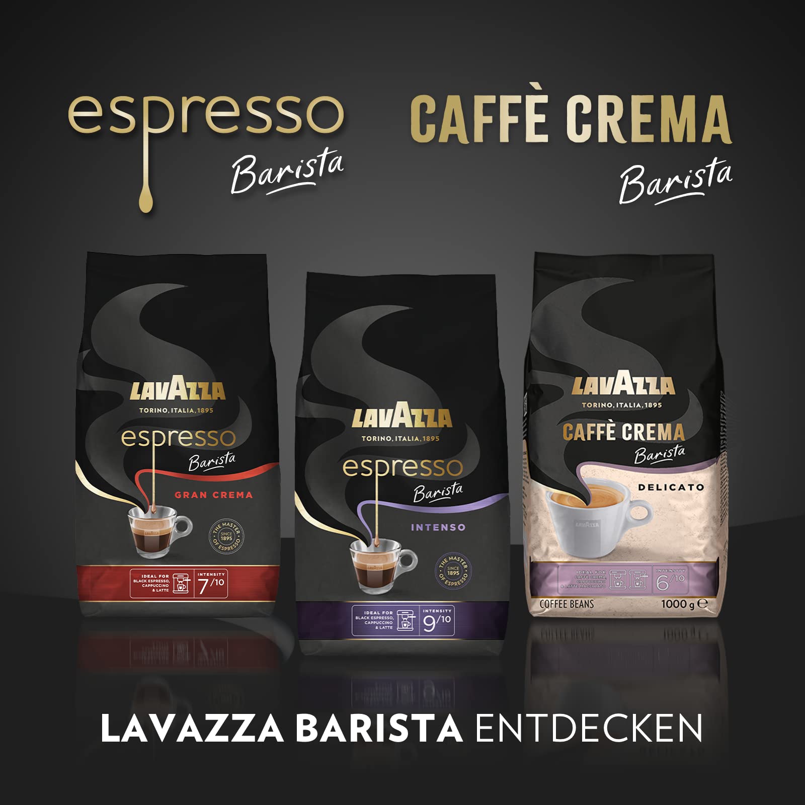 Lavazza, Espresso Barista Gran Crema, Kaffeebohnen, Trommelgeröstete Barista Kaffeebohnen, mit Aromanoten von Trockenfrüchten, Arabica und Robusta, Intensität 7/10, Leichte Röstung, 1 kg Packung 8