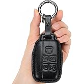 for Land Rover/Jaguar Key Fob Cover Genuine Leather with Keychain,Compatible with Evoque Velar Sport Discovery Freelander2 LR4 Land Rover Sport and Jaguar XF XJ XE F-PACE F-TYPE