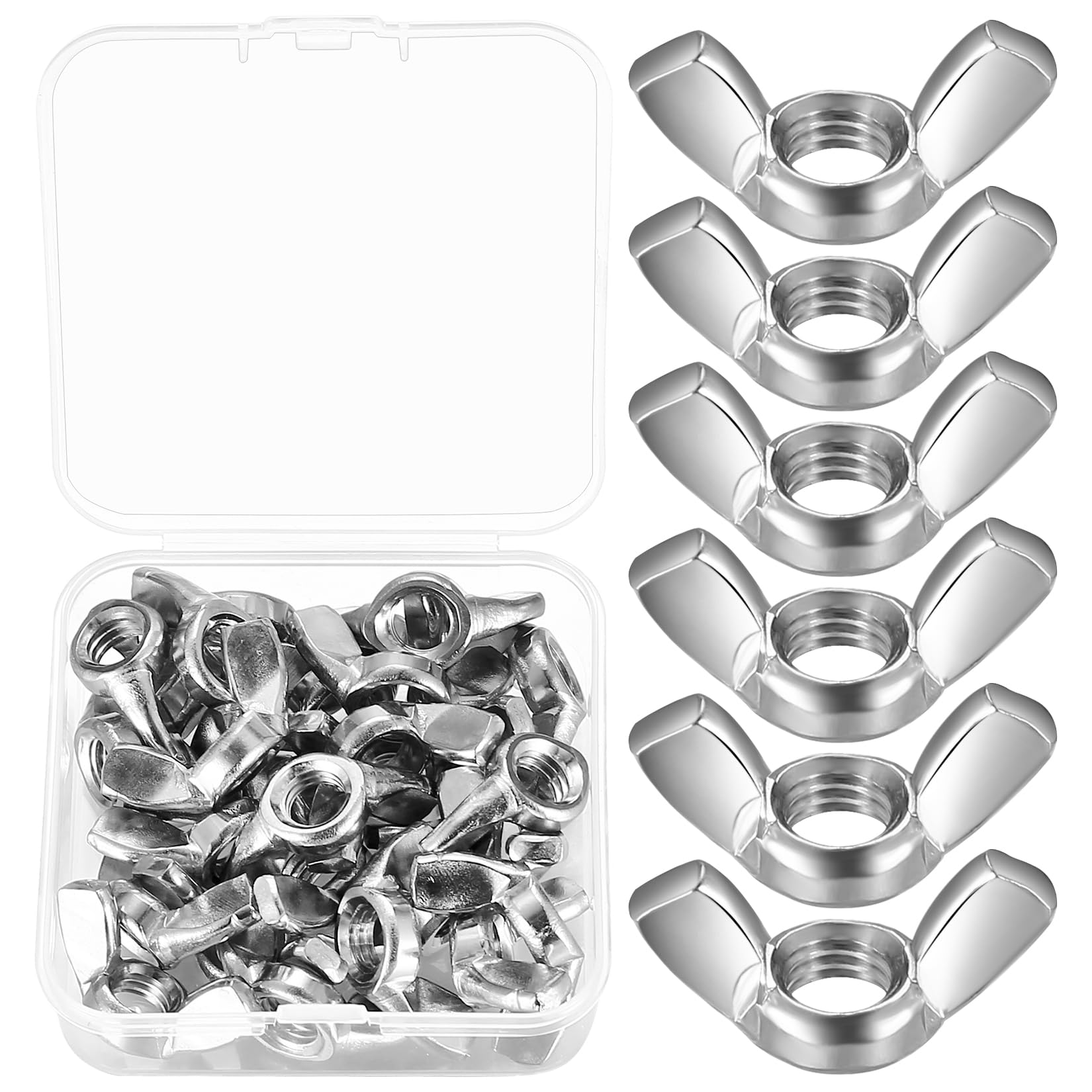 25 Pcs M8 Wing Nuts, Butterfly Nuts, Stainless Steel Butterfly Wing Nut Assortment Kit, Metric Hand Screw Wings Nut for Bolts Screws
