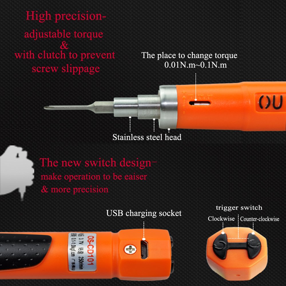 Electric Precision Screwdriver Adjustable Torque Cordless Screwdriver