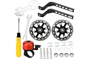 PWSAP Bicycle Training Flash Wheels, Children's Bike Stabilizers Support Wheels Bike Steel Frame for 12 14 16 18 20 Inch Kids Riding Safety Equipment (1 Pair, Black)