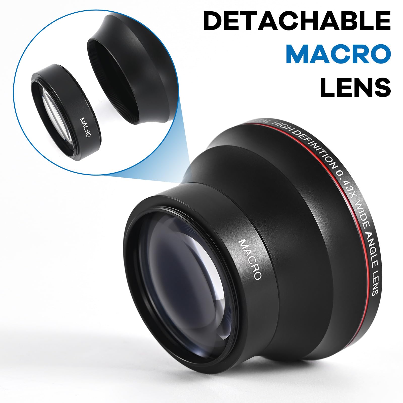 Lightdow 58MM 0.43x High-Definition Wide Angle + Macro Lens Attachment for Canon EOS Cameras - Enhance Your Photography Creativity (φ58mm)