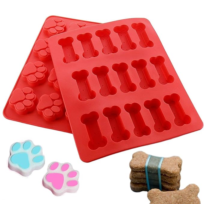 Joyoldelf Puppy Paws & Bones Silicone Baking MoldsPanIce Trays Set of