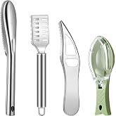 Honoson 4 Pcs Stainless Steel Fish Scale Remover Scaler with Bottle Opener | Fish Skin Peeler, Descaler Cleaner, Stainless Steel Blade, 4 Pack Kitchen Fish Cleaning Tool