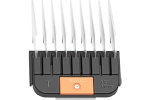 WAHL Professional Animal Stainless Steel Attachment Guide Comb Detachable Blade Pet Clippers - #1, 1/2 Inch Cut Length (3374-100), Orange