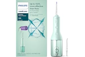 Philips Sonicare Cordless Power Flosser 3000, Water Flosser with Innovative Quad Stream Technology, Oral Irrigator with 2 Flossing Modes and 3 Intensity Levels, Ergonomic Design, Mint, HX3826/24