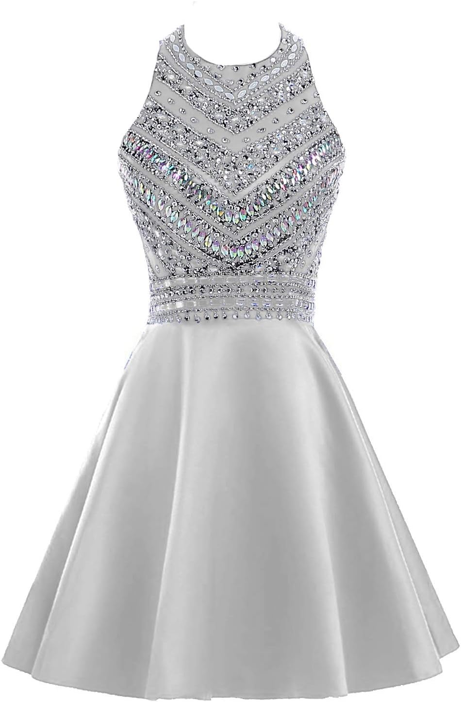 HEIMO Women's Sparkly Beaded Homecoming Dresses Sequined Prom Gowns Short H212