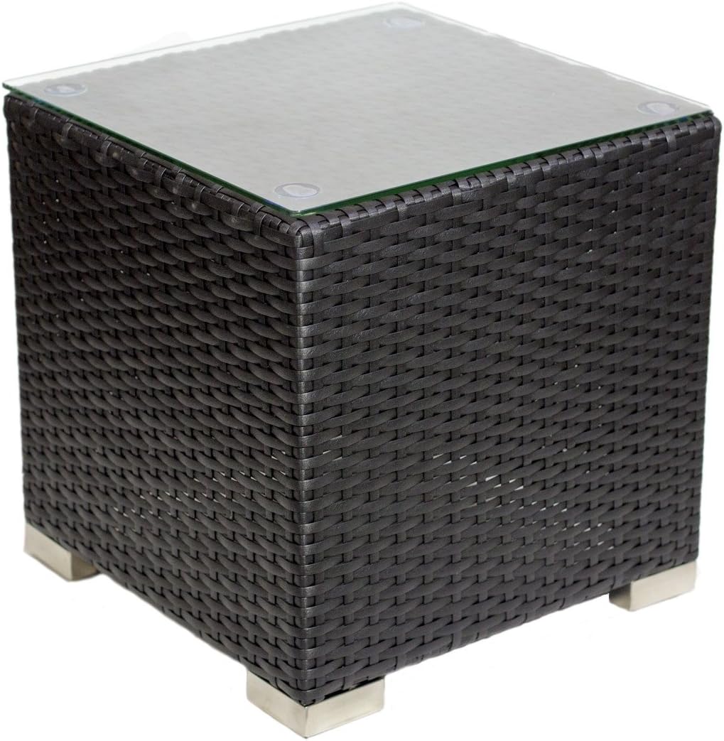 Alexander Francis Outdoor Black Rattan Side Table Coffee Table Amazon Co Uk Garden Outdoors