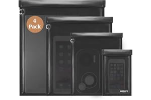 HODUFY 4 Pack Faraday Bags for Laptops & Tablet & Radio & Car Keys, Faraday Cage, Faraday Key Fob Protector, Waterproof & Fireproof RFID Bag, EMP Bags for Electronics