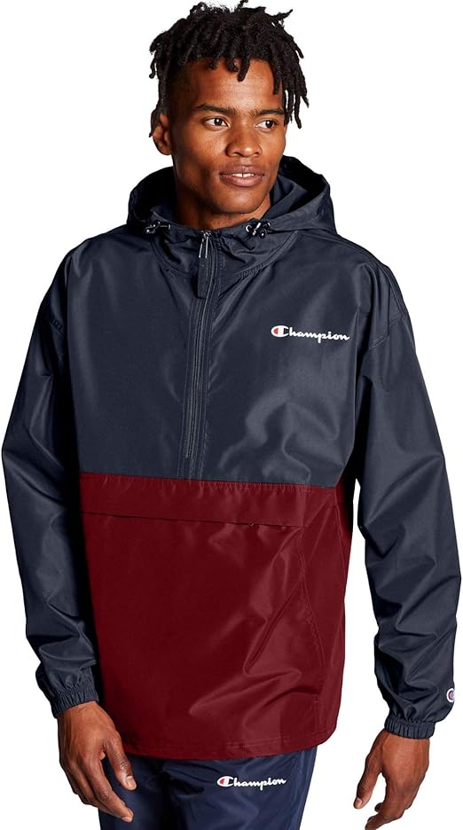 champion hooded packable popover jacket