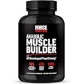 Force Factor Anabolic Muscle Builder, Muscle Building Support Supplements for Men, Supports Muscle, Strength, and Recovery, Reduces Fatigue, with AI-Developed PeptiStrong, 150 Capsules
