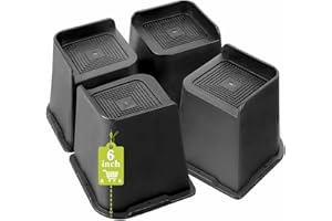 Yookwutar Bed Risers 2 inch, 3 inch, 4 inch, 6 inch, 8 inch Heavy Duty, Oversized Furniture Riser for Couch Sofa Table Chair Leg Frame Dorm, Support up to 6000 Lbs (Black 4 Pack, 6 inch)
