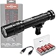 Sure Fire Dual Fuel Scoutlight Pro Tactical Light 1500 Lumen LED M640DF Black Bundle with 4 Extra 123A Batteries and a Lightjunction Battery Box