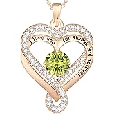 Birthstone Heart Necklaces for Women, Infinity Pendent S925 Sterling Silver Jewelry for Women, Wedding Anniversary, Birthday Mother’s Day Gifts for Mom, Mother, Wife, Girlfriend