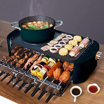 Amazon 家庭用多機能バーベキューフライパン兼用バーベキュー鍋1ポット電気鍋電気ベーキングパンすすぎ鍋クックパングリル鍋グリーン鍋 Zxyy バーベキューコンロ 焚火台