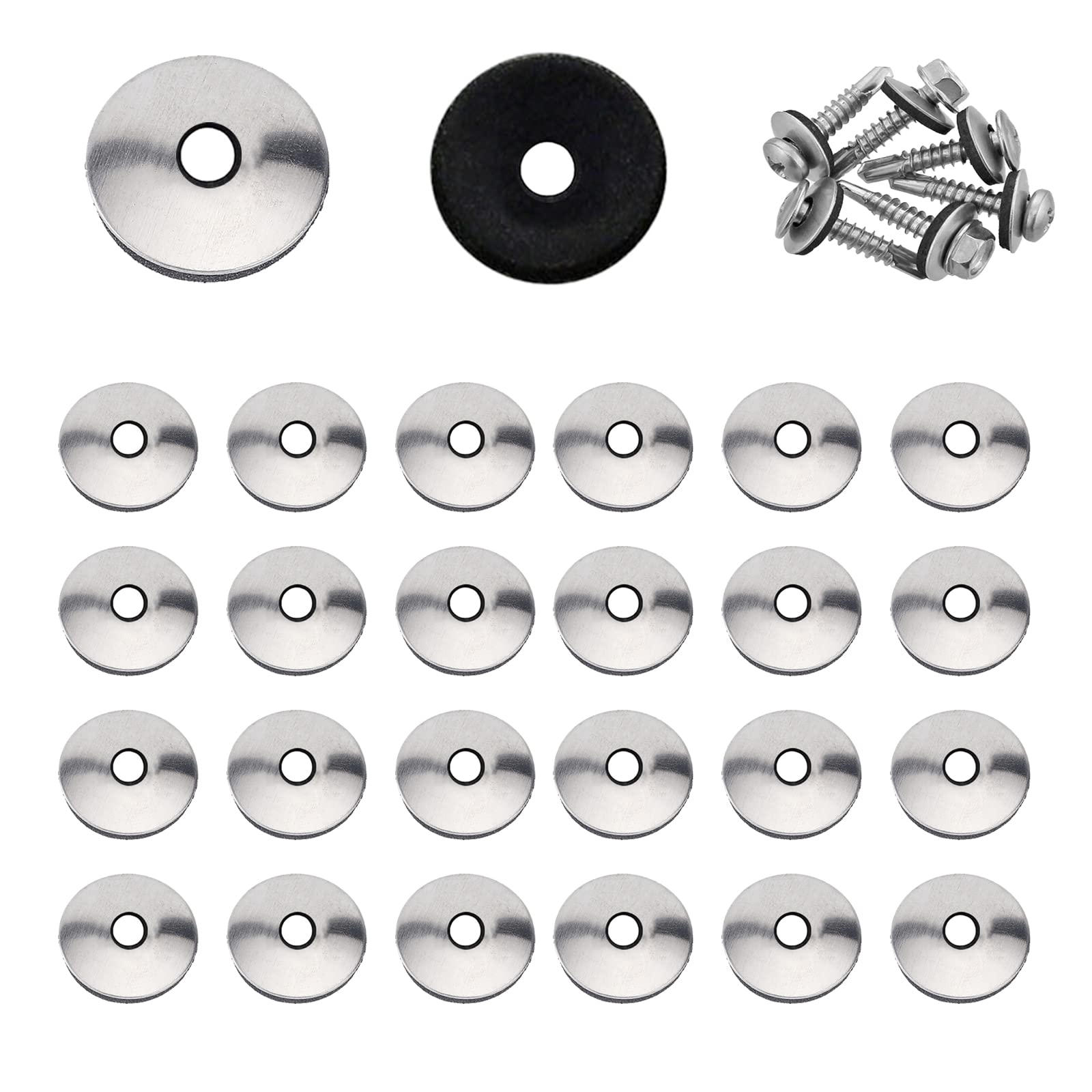 YouU #4.2/4.8/5.5/6.3/8mm Multiple Models Stainless Steel Neoprene EPDM Bonded Sealing Gasket Washers Assortment Kit (6.3x25mm 50pcs)