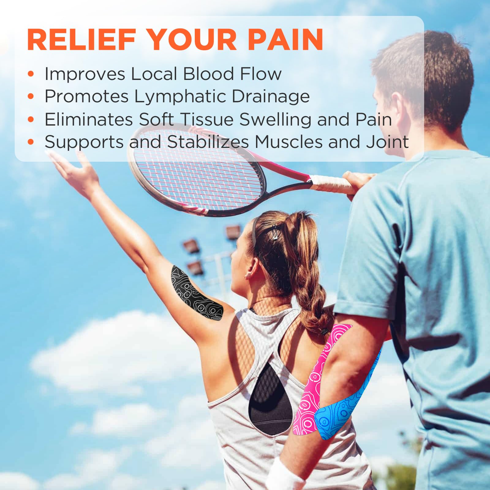 OK TAPE PRO Kinesiology Tape, 2inch x Long Roll 16ft Free Cut Tape, Elastic Athletic Tape Therapeutic Latex Free, 2 Rolls Beige+Beige