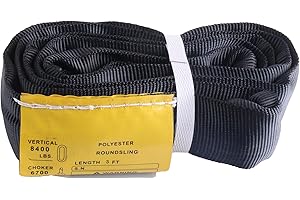 RUNNER DEER Black Spanset 2FT Round Sling Aerial Hoop Lifting Strap Yellow 8,400 lbs. Vertical Capacity Heavy Duty Theater Strage Light Rigging (Yellow-Vertical Capacity 8,400 lbs, 2FT)