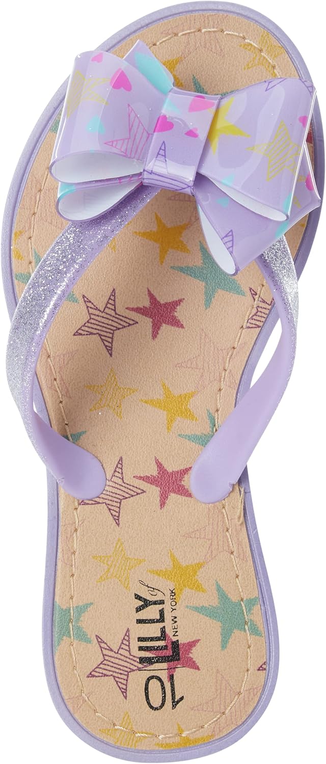  | Lilly of New York Toddler Girls' Sandals - Thong Flip Flops with Bow and Heel Strap (2 Pack) | Sandals