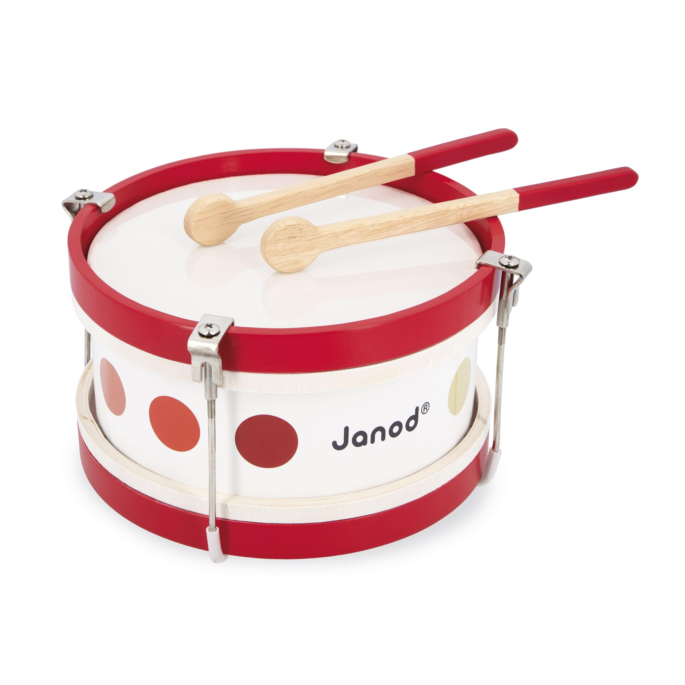 Janod - My First Confetti Wooden Drum - Pretend Play and Musical Awakening Toy - from 2 Years Old, J07608