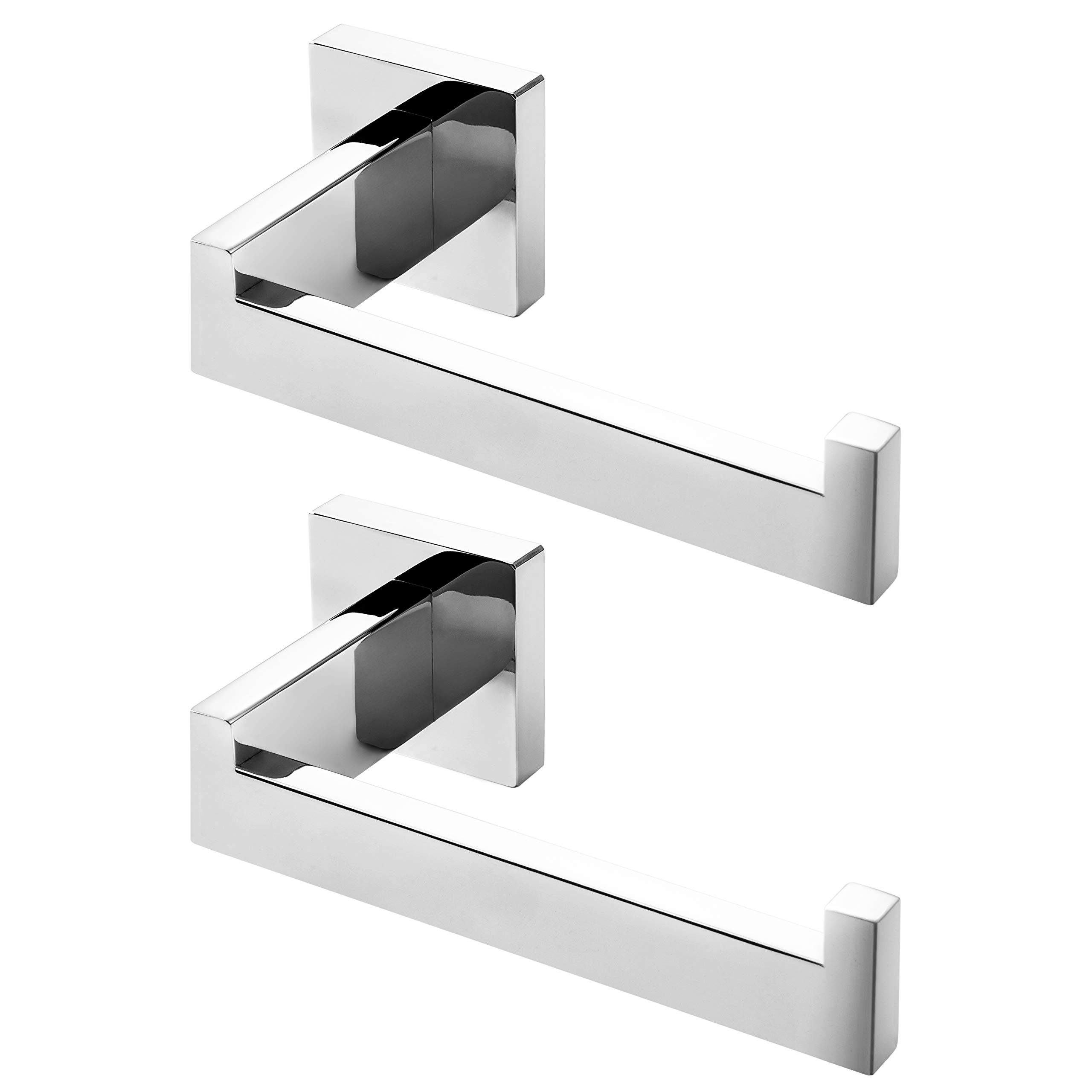 HITSLAM Chrome Toilet Roll Holder Wall Mounted Polished Premium 304 Stainless Steel Toilet Paper Holder for Bathroom Rustproof Square 2 Pack