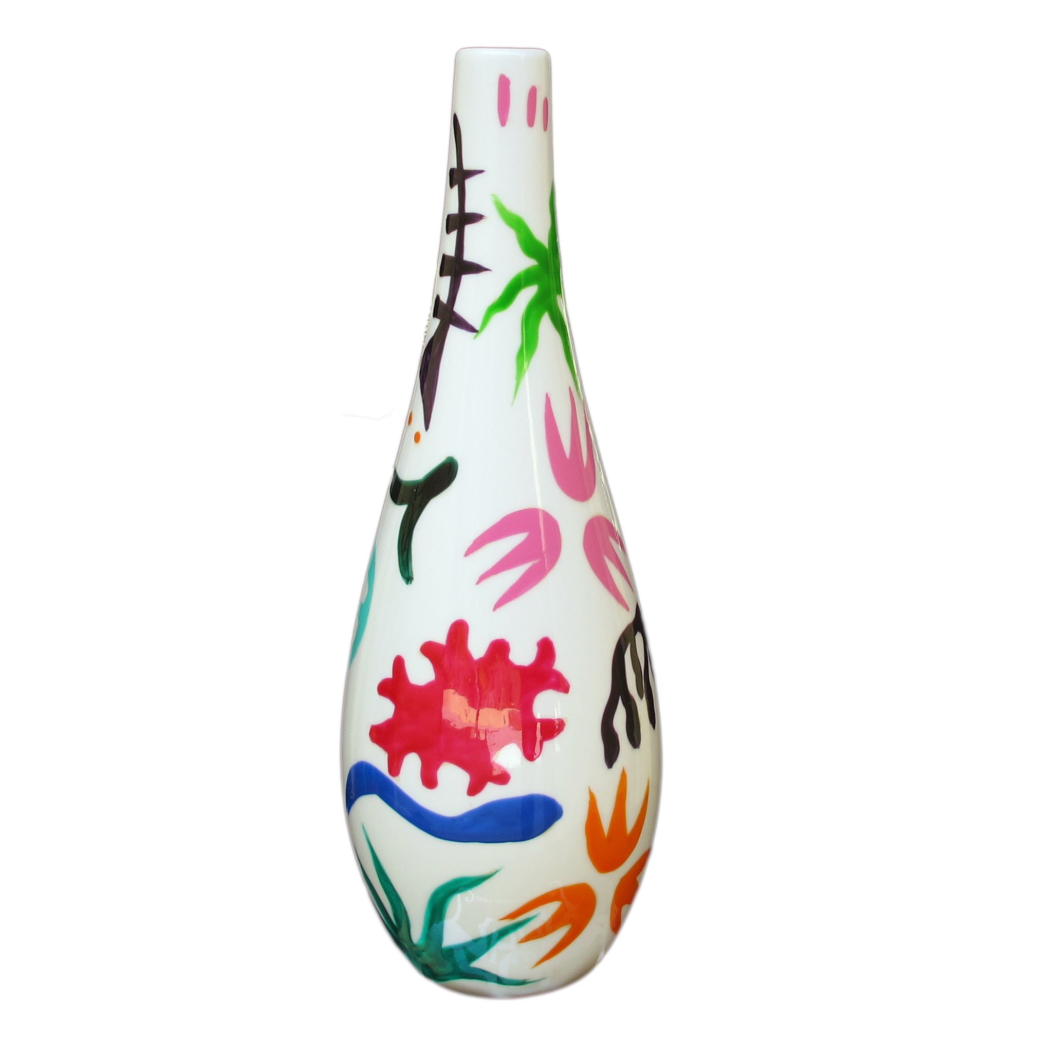 Matisse inspired hand painted ceramic olive oil bottle, gift boxed. GEO design