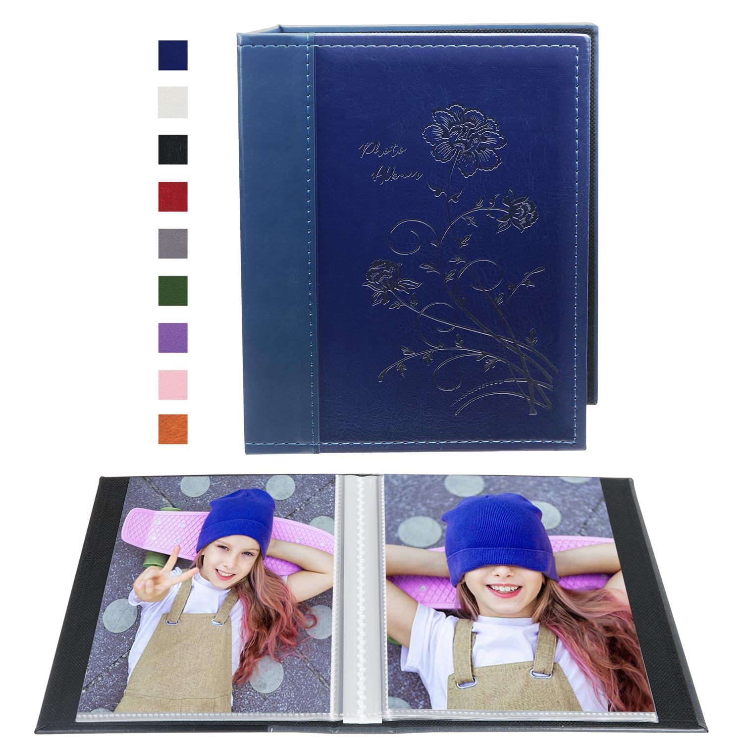 Miaikoe Small Photo Album 6x4 2 Packs, Each Pack Holds 50 Vertical Pictures, Slip in Top Loading Photo Albums Only 10x15cm for Artwork or Postcards Storage (Blue) — image 1