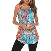 Famulily Women's Flowy Tank Tops Summer Sleeveless Loose Fit Pleated Tunic Shirts