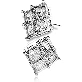 KETRYEP 18k Gold Nugget Earrings for Men Cubic Zirconia Square Earrings for Men Women Hypoallergenic Jewelry