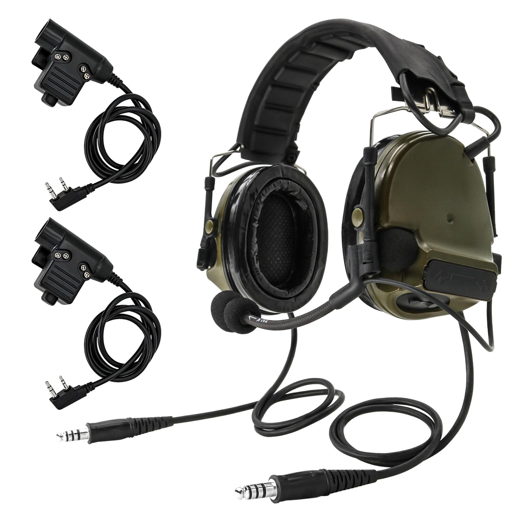 Photo 1 of HEARFALCOM Dual Communication COMTA III Tactical Headset with PTT Adapters U94 PTT Compatible with Baofeng UV-5R, UV-82 Walkie Talkie Suitable for Airsoft Sports, Hunting, Hearing Protection?FG?