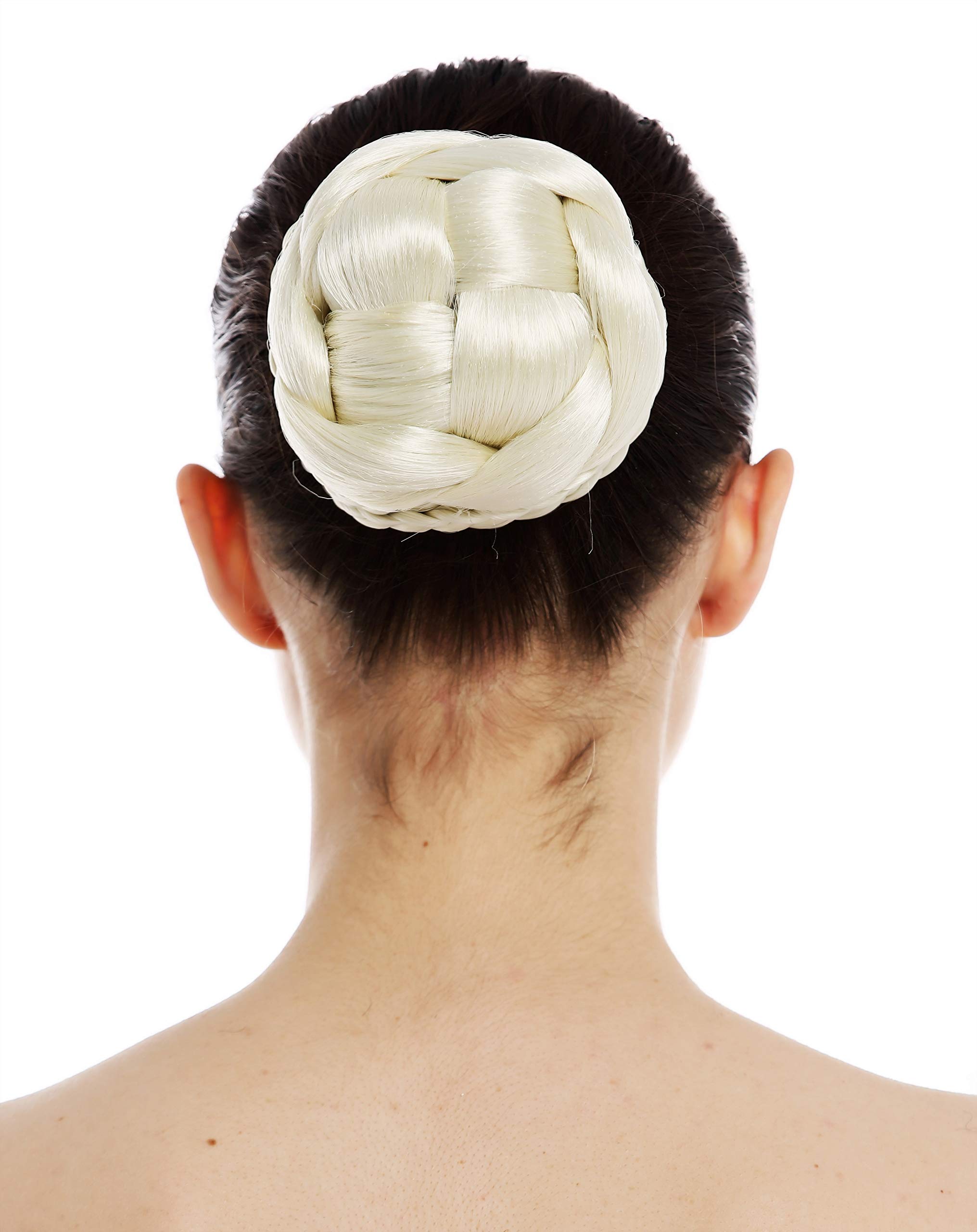 WIG ME UP - JL-3123L-613 Hairpiece Hairbun Bun Hairknot chignon elaborately braided light blonde platinum diameter 9cm/3,5 inches