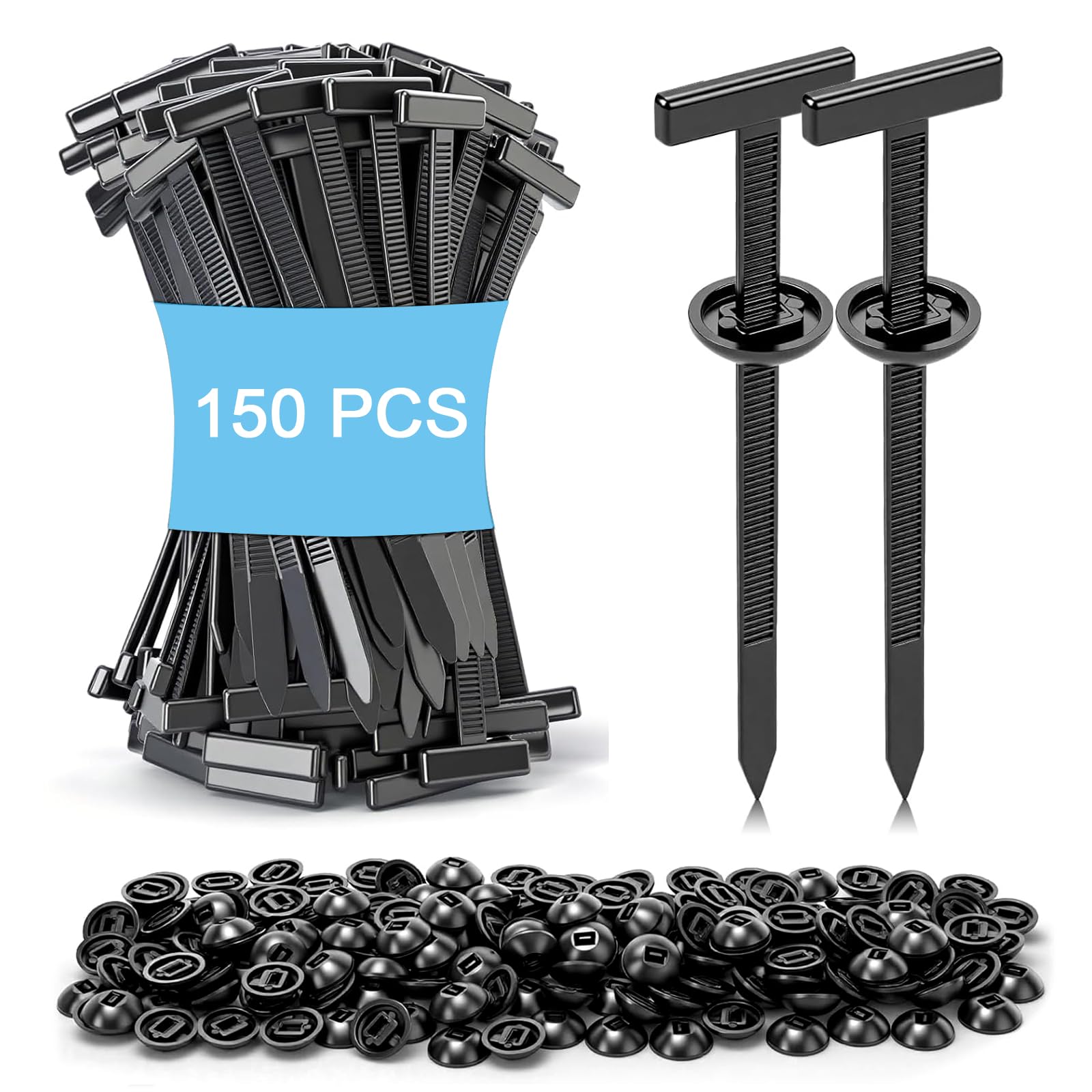 Photo 1 of 150Pcs Nylon Universal Cable Tie Buckle, Upgraded Plastic T Style Zip Ties with Pin & Button Fixion Tools, Heavy Duty Self-Locking Zipper Clips Fastener for Car Daily Repair, Garden, Office