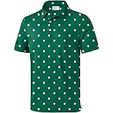 Arvilhill Mens St. Patricks Day Shirt Four Leaf Clover Green Golf Irish Polo (S-3XL)