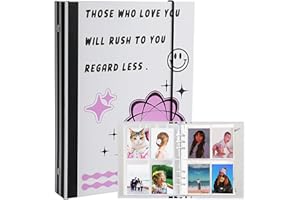 SZHTSWU A5 Binder Kpop Photocard Album with 20 Pcs Inner 3 Inch Photo Album Sleeves in Loose Leaf Refillable 6 Rings Binder Cover Photocard Holder Book for Picture Cards Storage (Star White)
