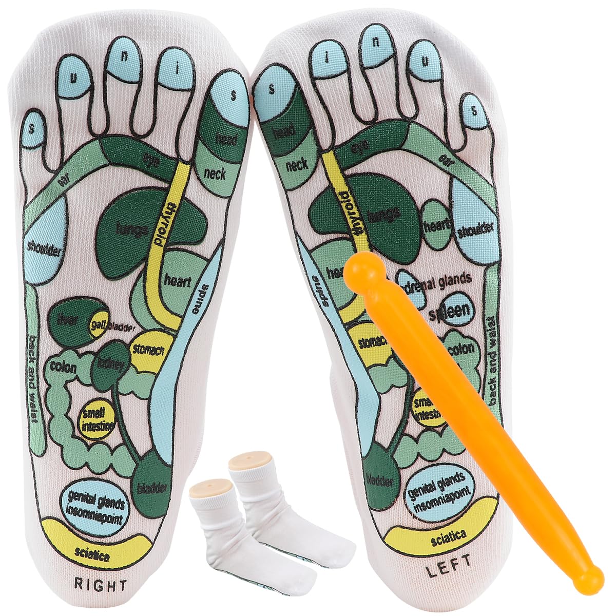 ZJIVQO Reflexology Socks with Massage Tool - Acupressure Charts - Elastic Fiber - Alleviate Pain Tension in Your Feet