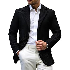 Men's Casual Mesh Hollow Out Blazer 2 Button Lightweight Sport Coats Solid Notched Lapel Slim Suit Jackets for Travel