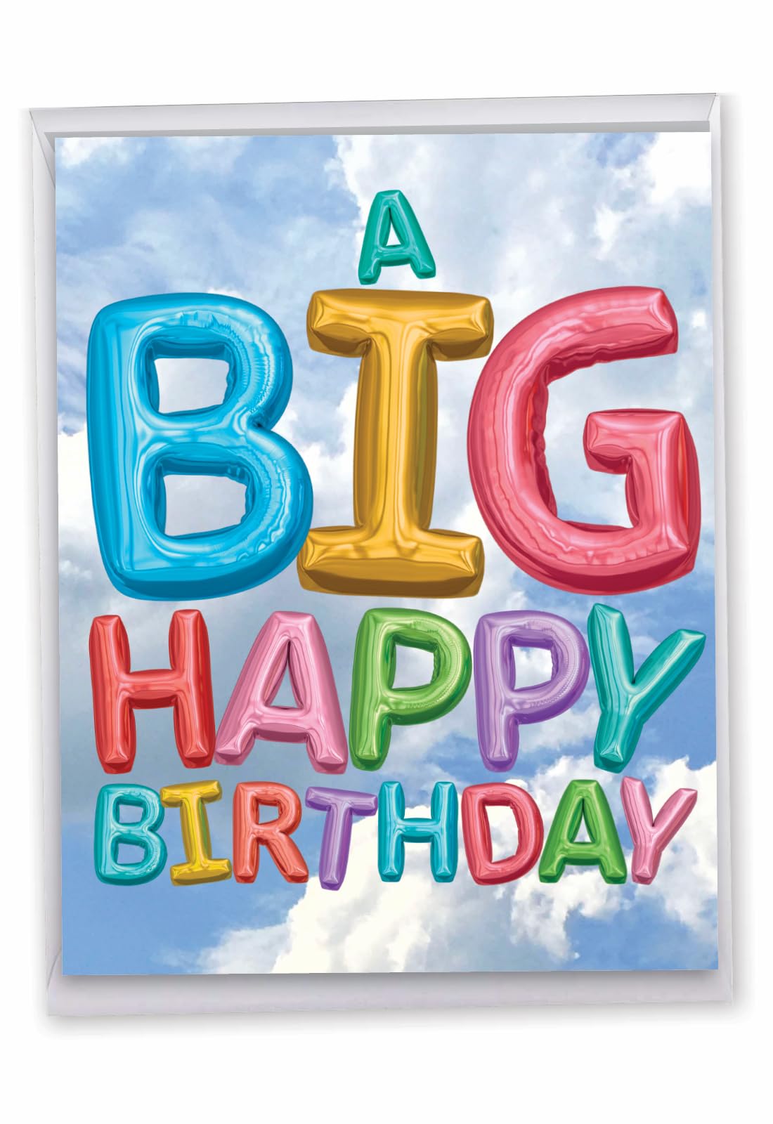 NobleWorks - 1 Jumbo Happy Birthday Greeting Card (8.5 x 11 Inch) - Group Celebration, Appreciation Stationery for Bday - Inflated Messages J5651EBDG