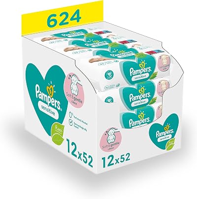 Pampers Sensitive Moisturized Wipes 12 x 52 Gentle Cleansing Baby Skin