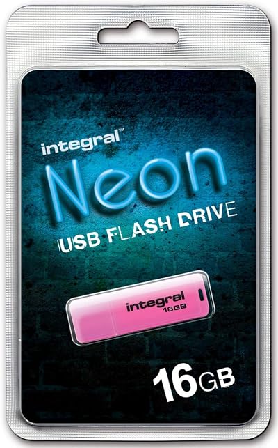 Integral TS-180563 Neon 2.0 USB Flash Drive 16GB Pink PC Mac Compatible